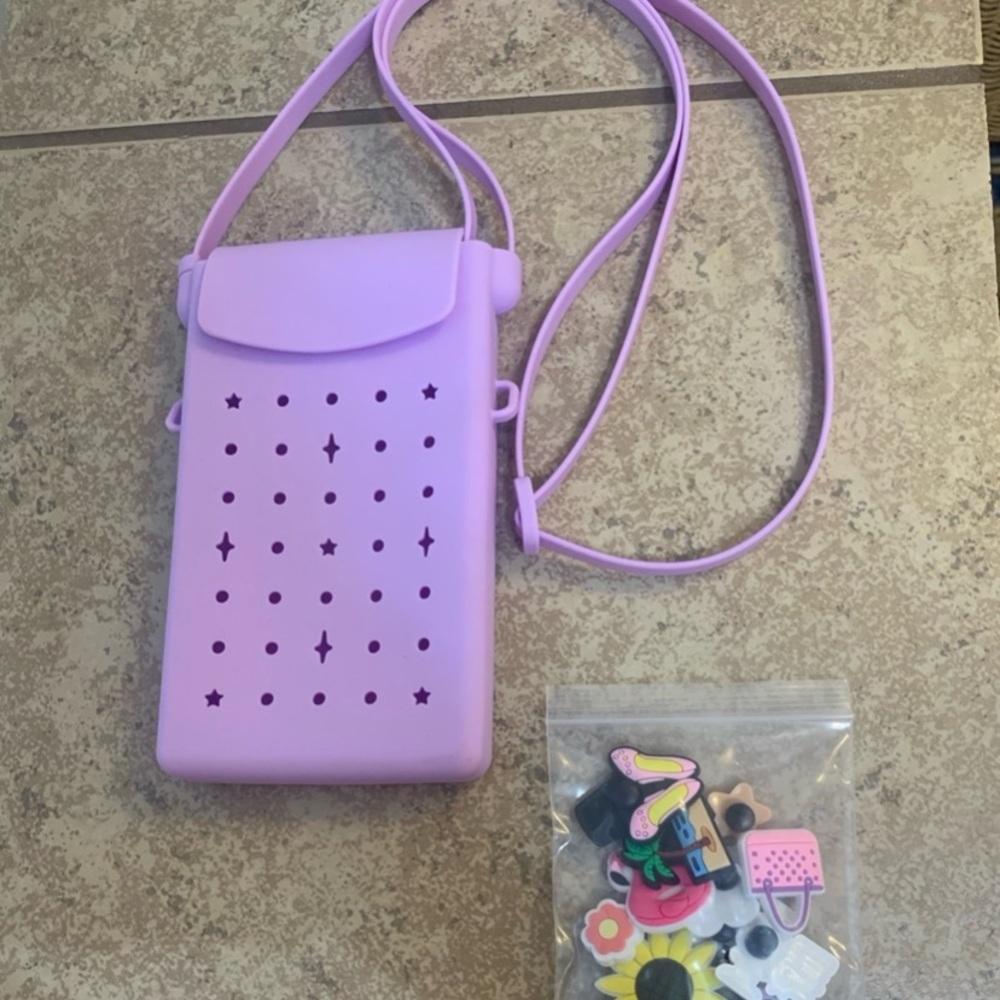 New! Light Purple Silicone Crossbody Bag with a star and dot pattern